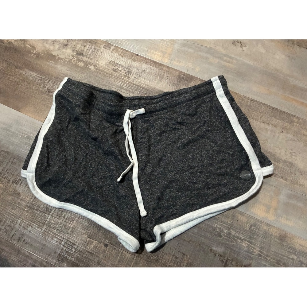 Aeropostale Womens Gray Heathered Dolphin Shorts White Trim Drawstring Size L